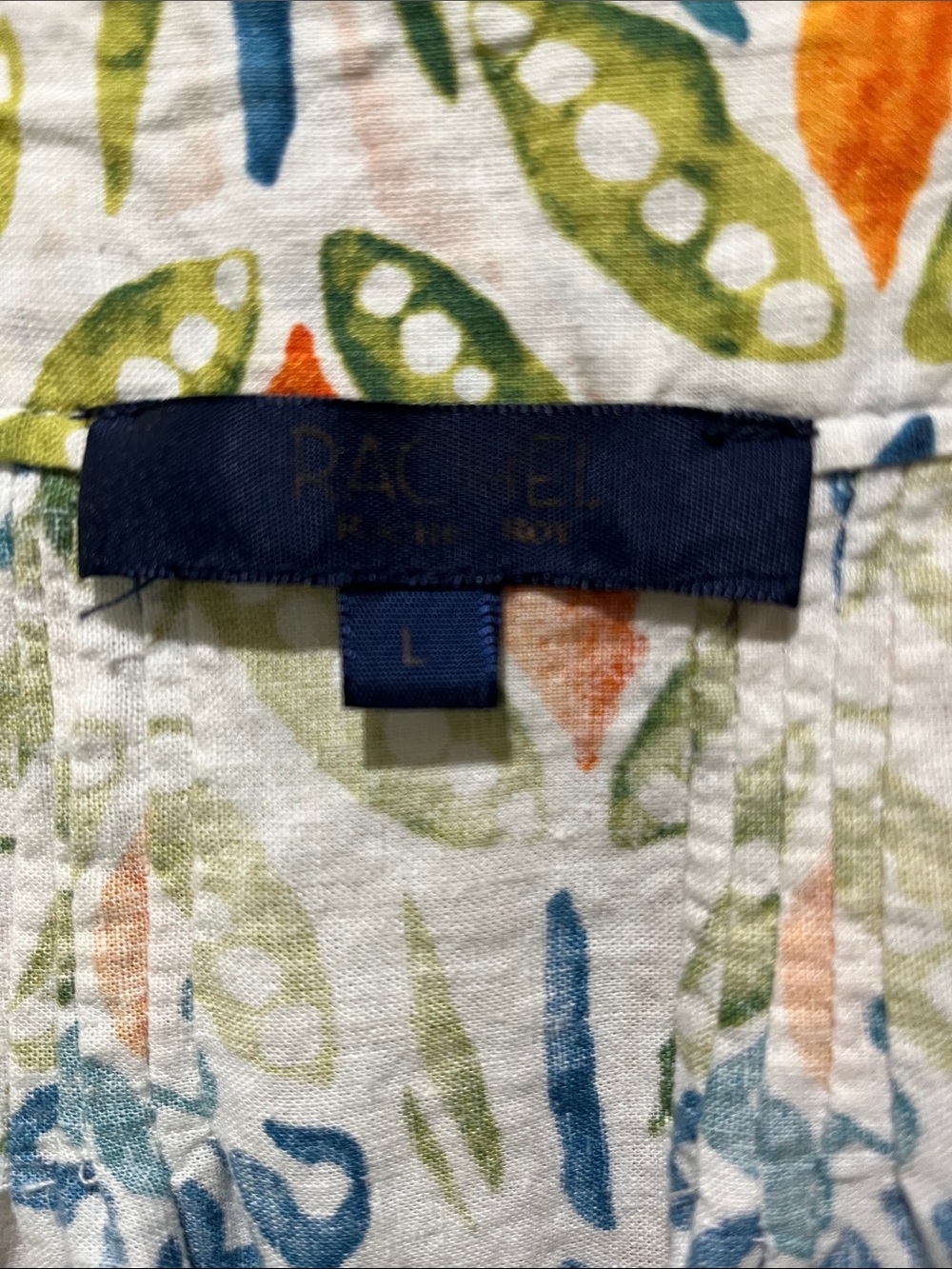 RACHEL Rachel Roy White Peasant Blouse with Blue, Green & Orange Floral Motif - Picture 2 of 6